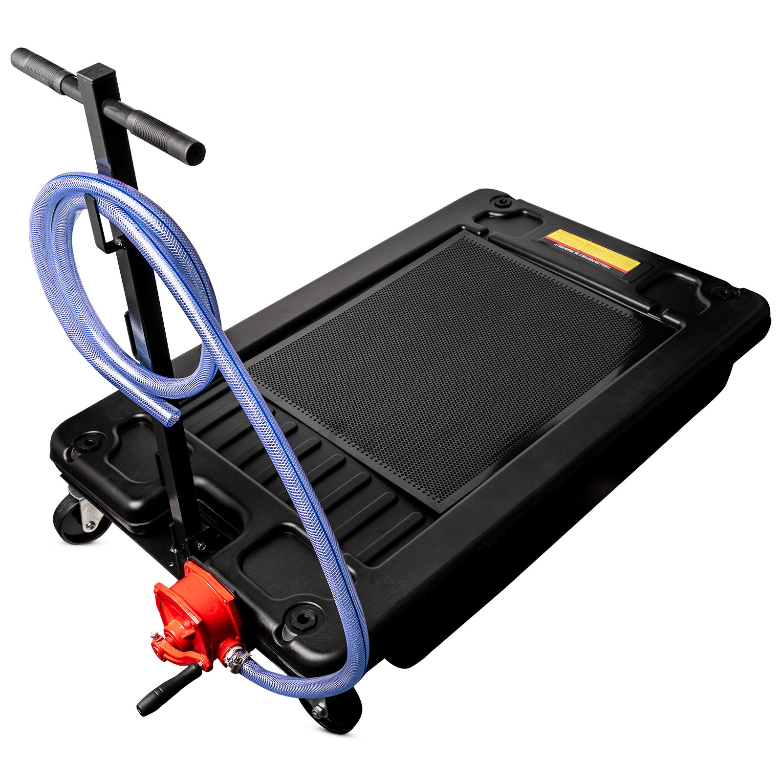 Biltek Portable Oil Drain Pan with Crank Pump 17 Gallon Low Profile Oil Change Pan for Cars, Trucks, SUVs, etc.
