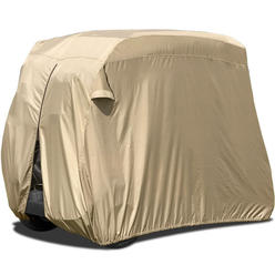 North East Harbor Waterproof Superior Beige Golf Cart Cover Covers Compatible with Club Car, EZGO, Yamaha, Fits Most Two-Person Golf Carts +