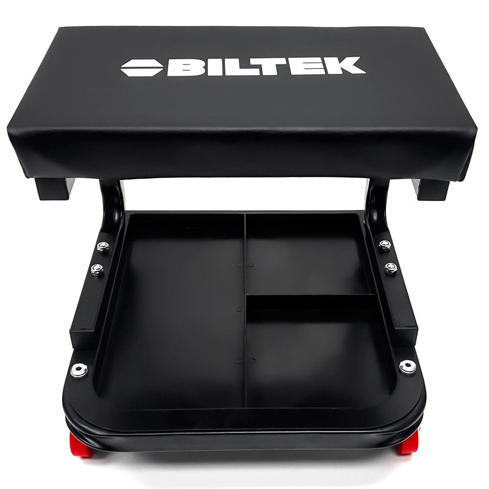 Biltek Creeper Seat Mechanics Rolling Work Stool Chair Auto Work Shop Garage Gear Tray + KapscoMoto Keychain