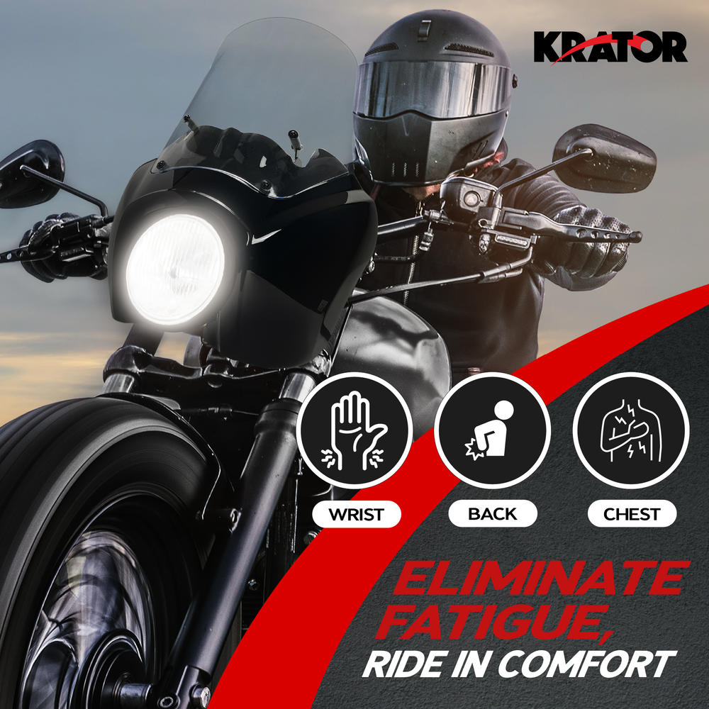 Krator Black & Clear Tall Fairing Windshield Club Style Kit Compatible with 1999-2005 Harley-Davidson Dyna with Bottom Mount Headlight
