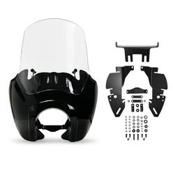 Krator Black & Clear Tall Fairing Windshield Club Style Kit Compatible with 1999-2005 Harley-Davidson Dyna with Bottom Mount Headlight