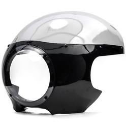 Krator Motorcycle 5-3/4" Headlight Fairing Screen Black & Clear Retro Cafe Racer Drag Compatible with Harley Davidson Sportster 883