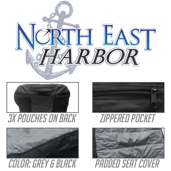 North East Harbor Universal Lawn Mower Tractor Seat Cover Grey Padded Comfort Pad Storage Pouch