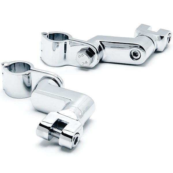 Krator Chrome 1 1/4" Engine Guard Bowleg Footpeg Clamps Compatible with Harley Davidson Low Rider FXSB 1984-1985