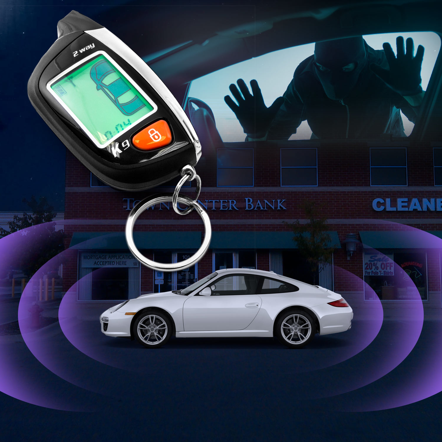 Krator 2-Way Car Alarm Security Alarm with LCD Status Display and Remote Engine Start Compatible with Chevy Colorado Corvette Cruze El