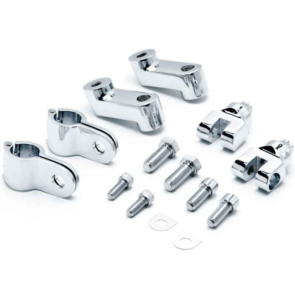Krator Chrome 1 1/4" Engine Guard Bowleg Footpeg Clamps Compatible with Harley Davidson Wide Glide FXDWG 2010-2014