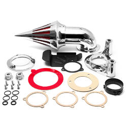 Krator Chrome Spike Air Cleaner Intake Kit Compatible with 2008-2012 Harley Davidson Dyna Touring