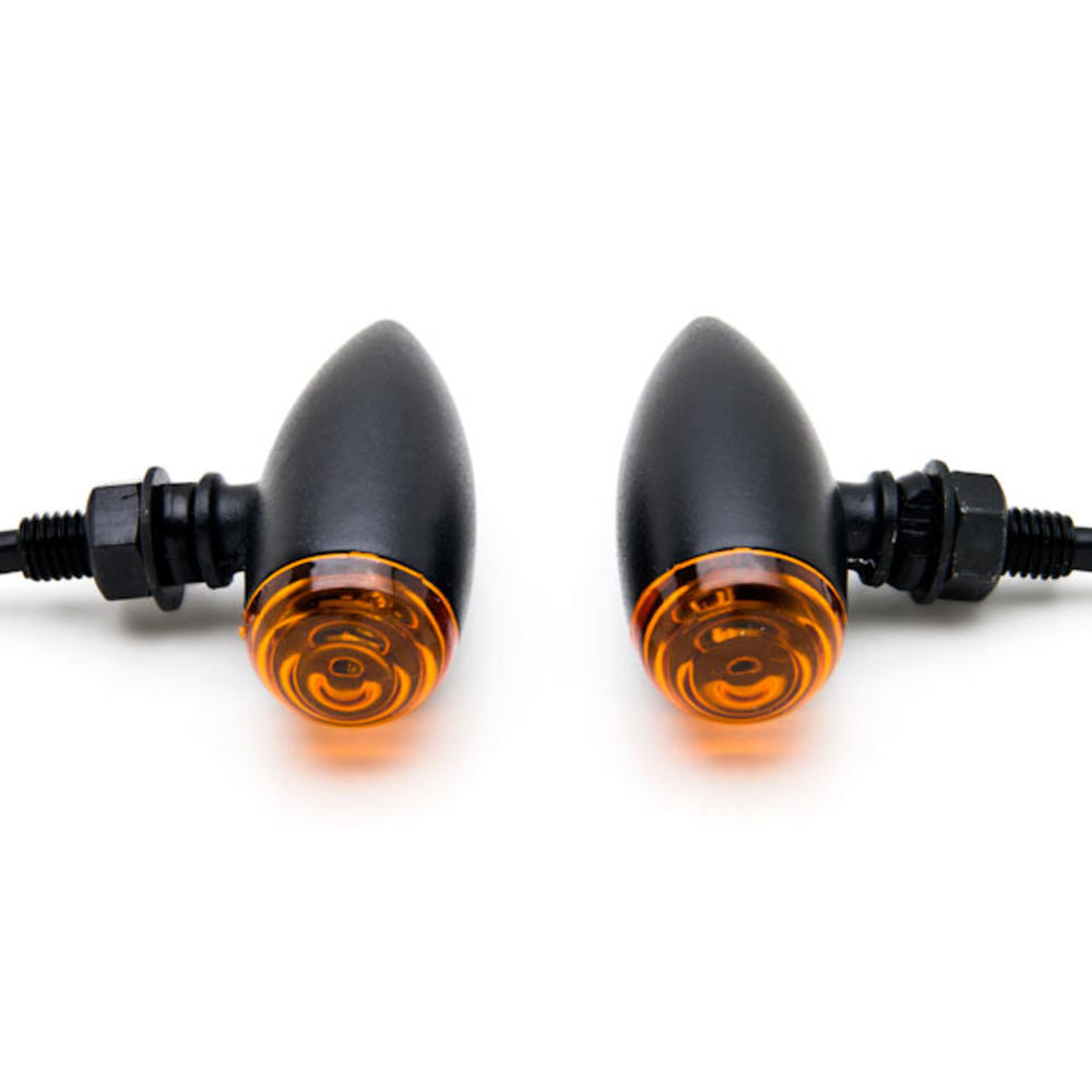 Krator Motorcycle 2 pcs Black Amber Turn Signals Lights Compatible with Harley Davidson Softail Night Train Deluxe FLSTNI
