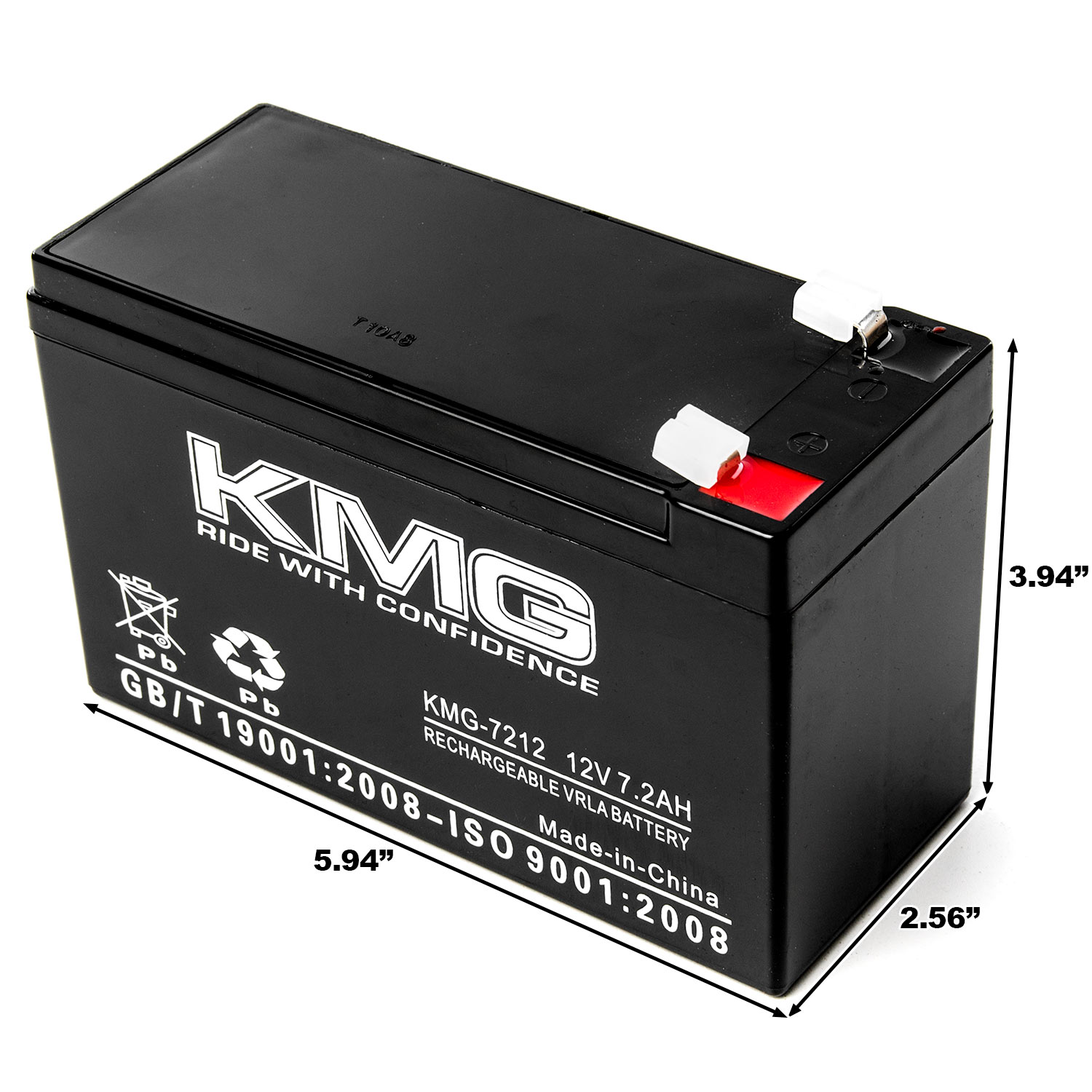 KMG 12V 7.2Ah F1 / F2 Terminal Sealed Lead Acid-7212 Battery Replaces Yuasa NP7.2-12