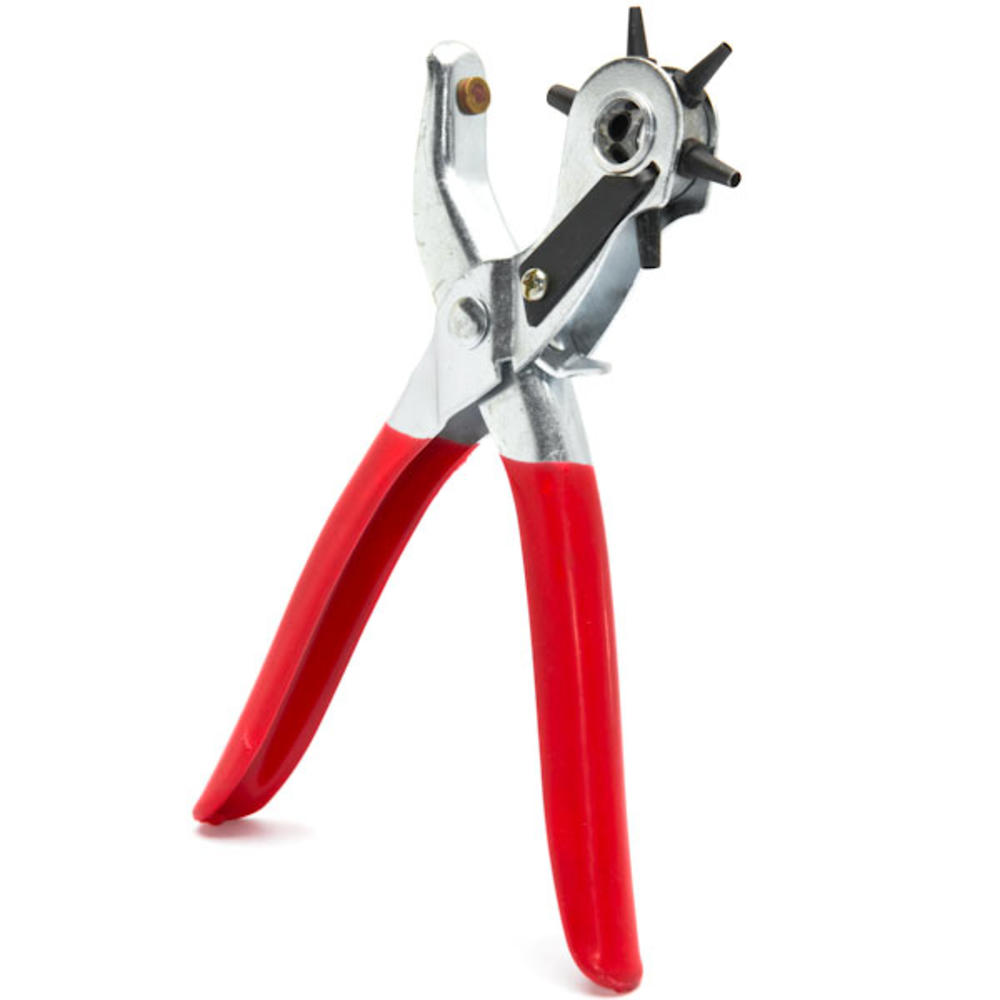 Biltek Leather Hole Punch Hand Pliers Belt Holes Punches Plastic Rubber Varies Size New HD Chrome Leather Hole Puncher Revolver Style