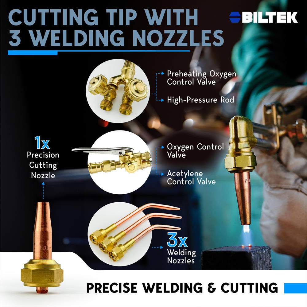 Biltek Victor-Style Oxygen Acetylene Welding Cutting Kit Precision Brazing Soldering + KapscoMoto Keychain