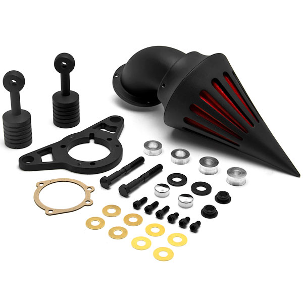 Krator Black Cone Spike Air Cleaner Kit Intake Filter Compatible with Harley Davidson Softail Night Train Fat Boy Dyna Super Glide Low