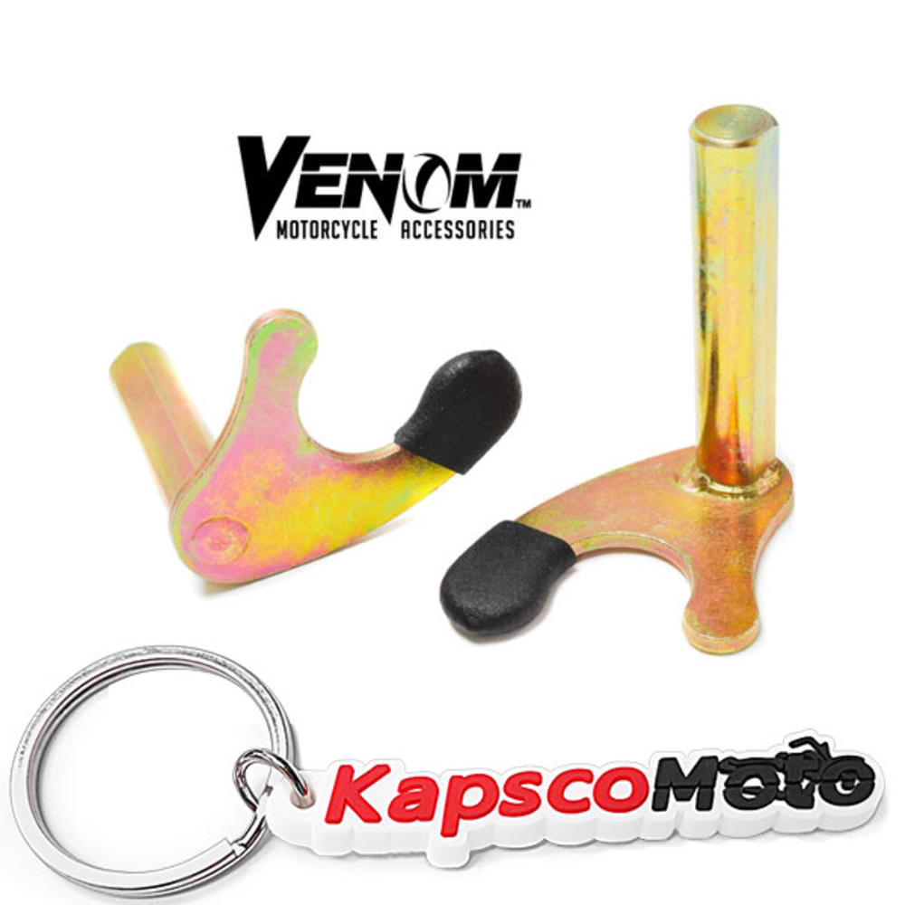 Venom Spool Lift Stand Attachments for Rear Sportbike Motorcycle Stands (Attachment ONLY) + KapscoMoto Keychain