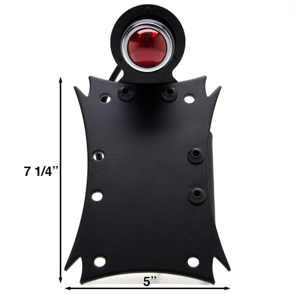 Krator Black Side Axle Mounted Verticle / Horizontal License Plate Assembly with Integrated Taillight and Brake Light and License Plate