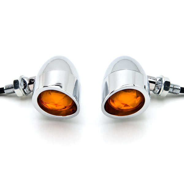 Krator Motorcycle 2 pcs Chrome Amber Turn Signals Lights Compatible with Harley Davidson Dyna Glide Low Rider