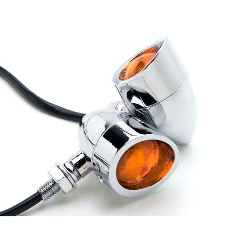 Krator Motorcycle 2 pcs Chrome Amber Turn Signals Lights Compatible with Harley Davidson Dyna Glide Low Rider