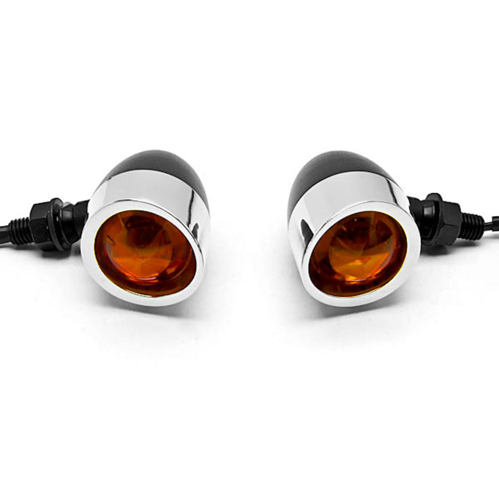 Krator 2pc Black / Chrome Motorcycle Turn Signals Lights Compatible with Honda VT Shadow Ace Classic 500 700 750 1100