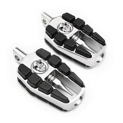 Krator Adjustable Highway Foot Pegs Skull Footrest Compatible with Harley Davidson FLHXSE CVO Street Glide 2010-2021, 1 Pair, Chrome
