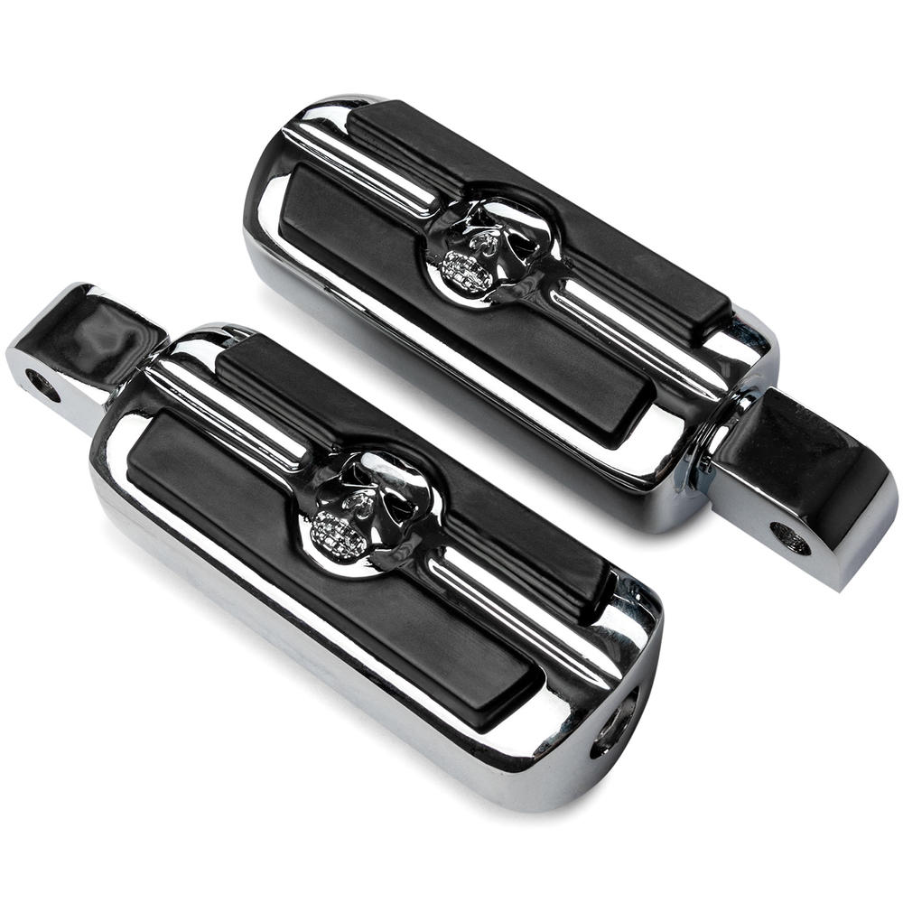 Krator Chrome Skull Foot Pegs Compatible with Honda Fury - 2009-2018 (Rear Only)