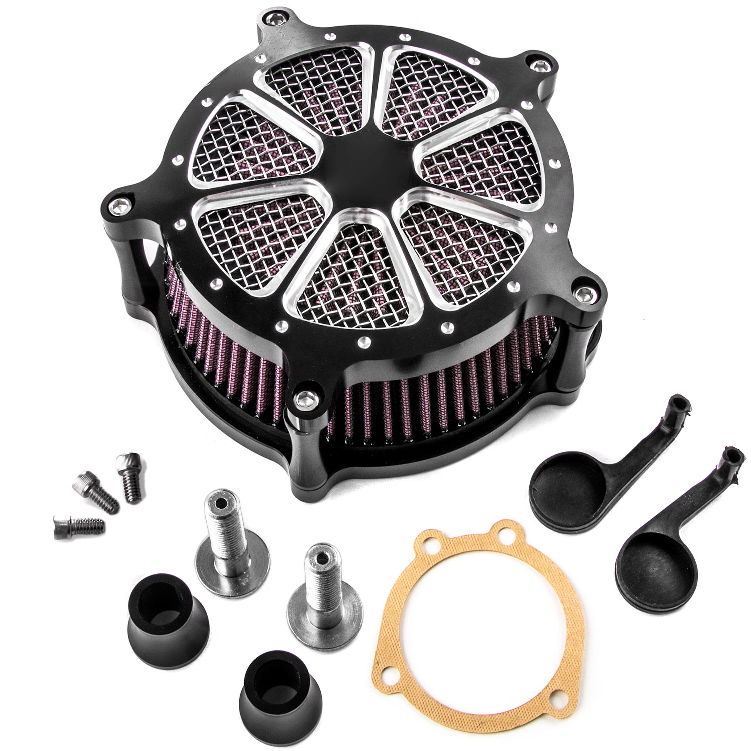 Krator Turbine Edge Cut Air Intake Kit Compatible with Harley Sportster XL1200 Iron 883 Forty Eight Sportster Sport XL1200S 1996-2003