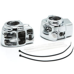 Krator Chrome Handlebar Switch Housings Control Cover Kit Compatible with 2002-2012 Harley Davidson Road King FLHR/I