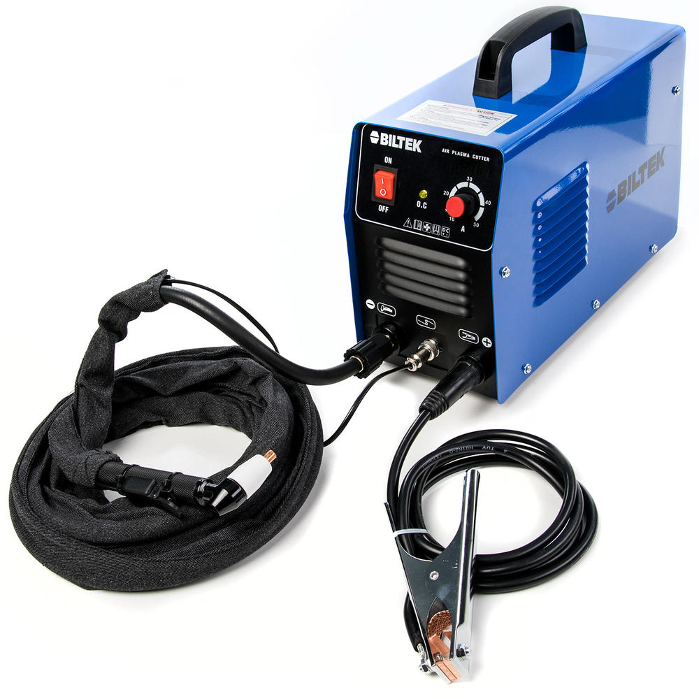 Biltek 50Amp Non-Pilot Arc Plasma Cutter, Dual Voltage 110V/220V with Pre-Attached 110V US Plug + 220V L6-30P Plug, 1/2 Inch Cut, Blue