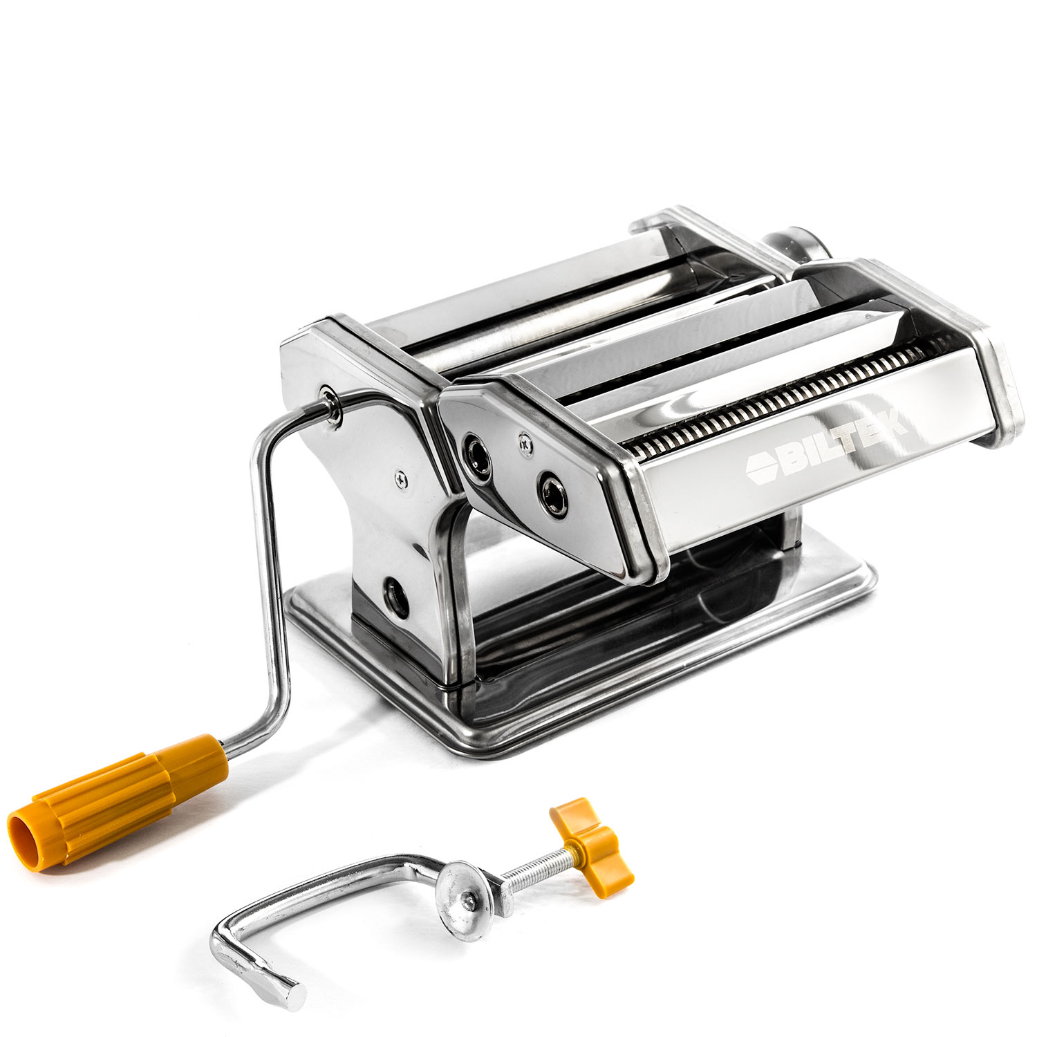 Biltek Pasta Maker Machine - Stainless Steel Hand Crank Cutter