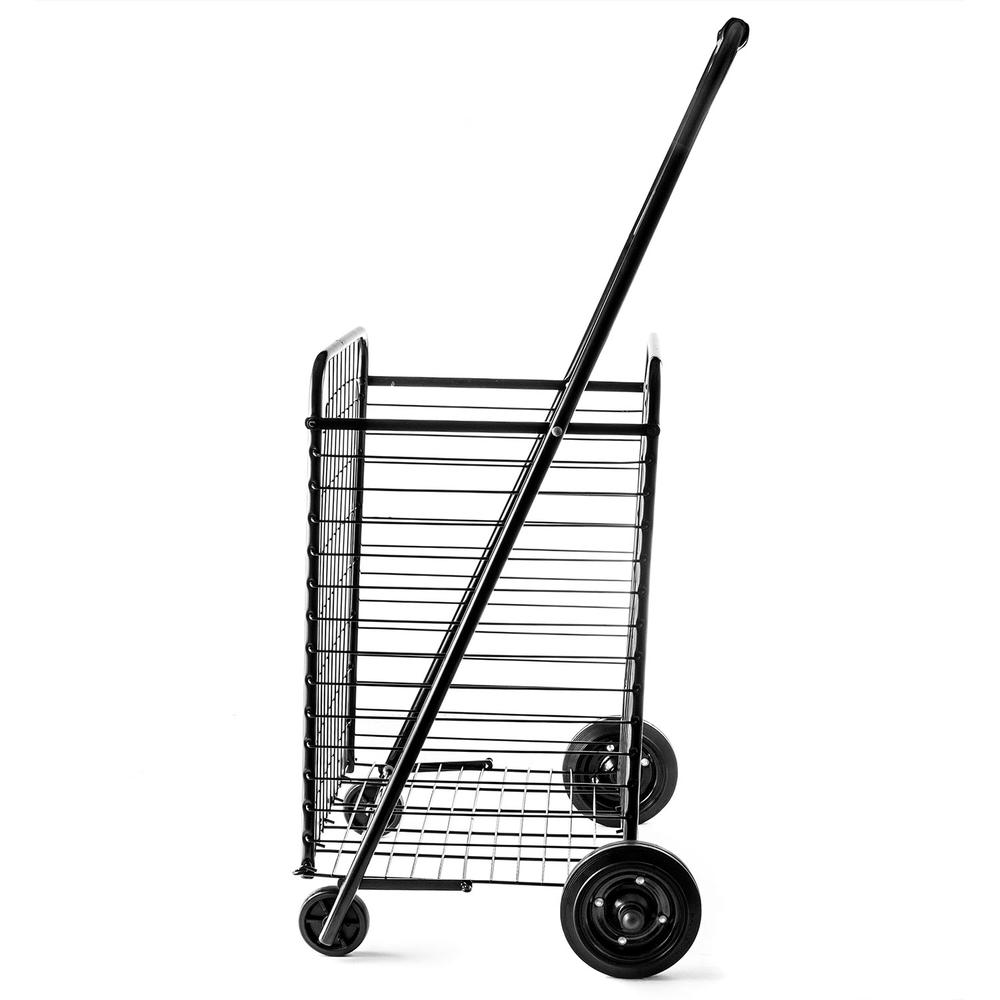 Biltek Folding Shopping Cart Jumbo Size Basket with Wheels for Laundry Grocery Travel