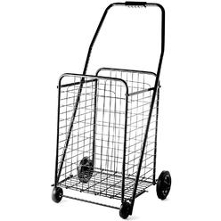 Biltek Folding Shopping Cart Jumbo Size Basket with Wheels for Laundry Grocery Travel