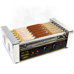 Biltek Hot Dog Grill Roller Commercial 18 Hotdog Maker Warmer Cooker Machine 7-Rollers