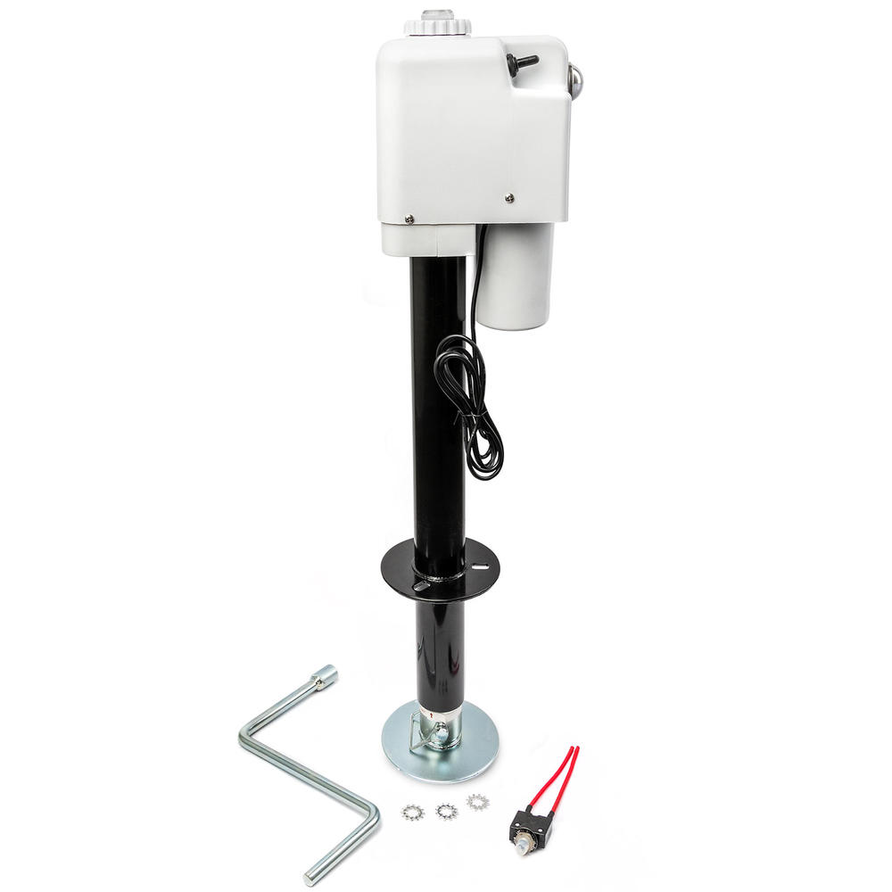 Biltek 3500lbs Electric Power Trailer Tongue Jack for RVs, Trailers, Campers, Utility or Boat Trailers - White