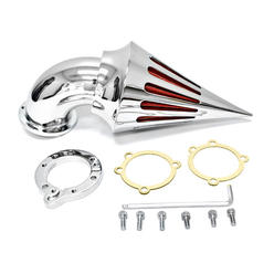 Krator Motorcycle Chrome Spike Air Cleaner Intake Filter Compatible with Harley-Davidson Softail Custom Applications