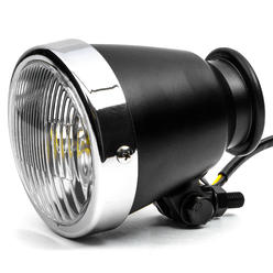Krator 4.25" Mini Headlight w/ High Low Beam Lights LED Bulb Black w/ Chrome Housing