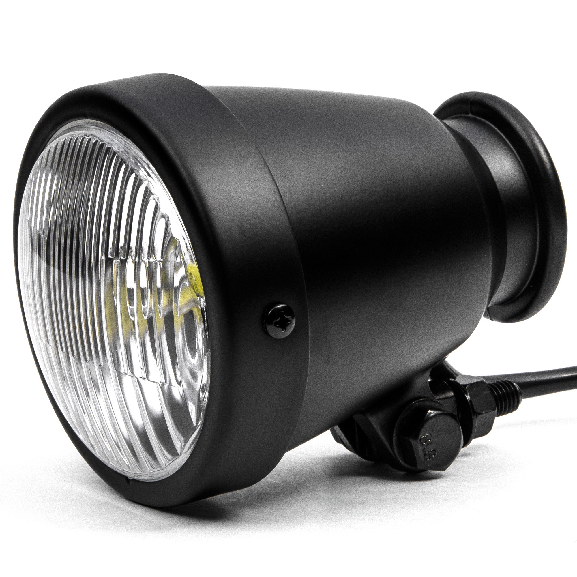 Krator 4.25" Mini Headlight w/ High and Low Beam + Fog Lights LED Bulb Black Housing Compatible with Victory Vegas 8-Ball Jackpot Ness