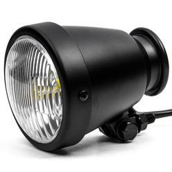 Krator 4.25" Mini Headlight w/ High and Low Beam + Fog Lights LED Bulb Black Housing Compatible with Harley Davidson Softail Night