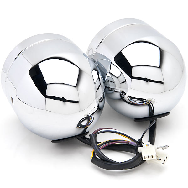 Krator Chrome Twin Headlight Motorcycle Double Dual Lamp Compatible with Suzuki Burgman 400 650