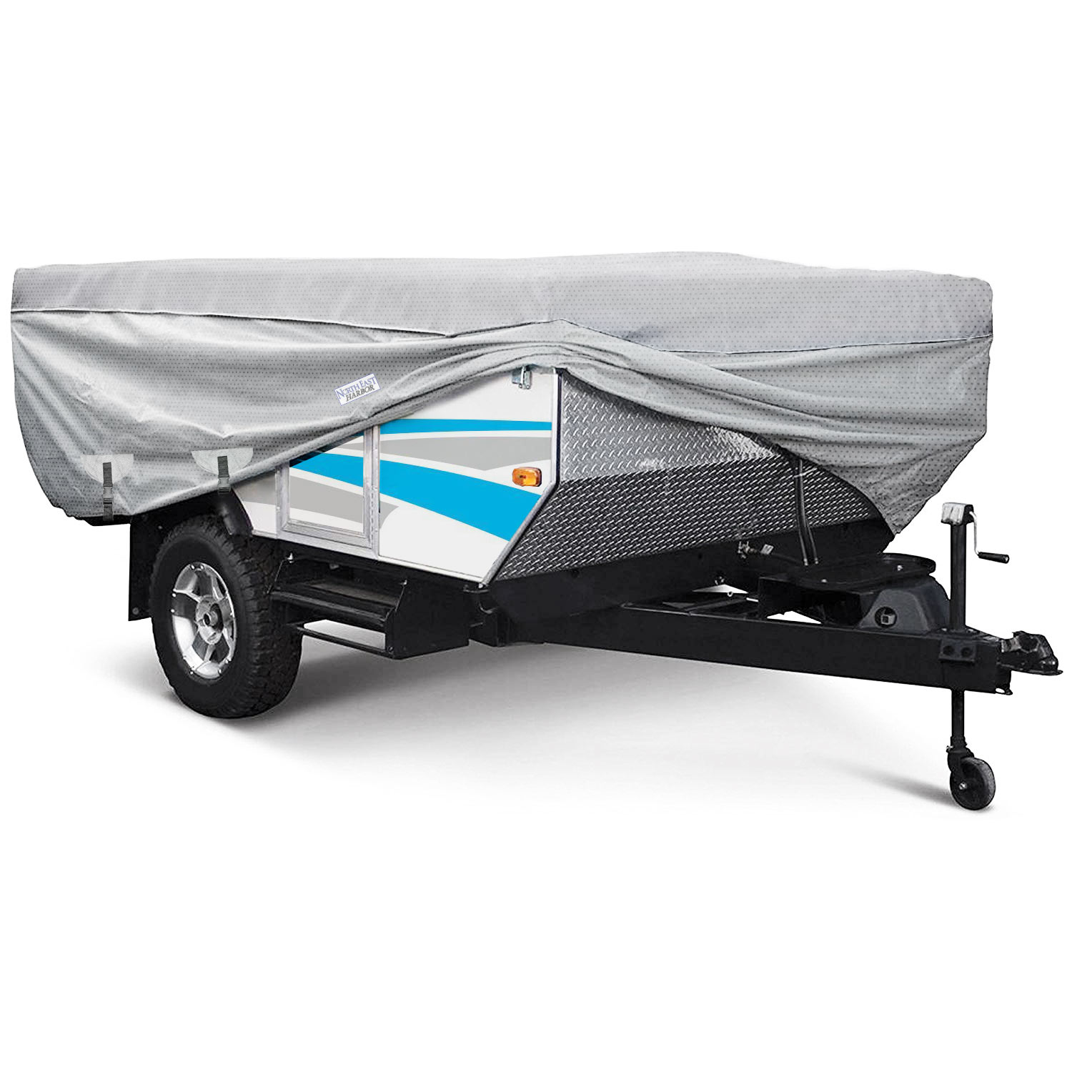 North East Harbor Waterproof Superior Folding Camping Travel Trailer Storage Cover Fits Length 8'-10' Foot Heavy Duty 4 Layer Fabric Pop-Up Tent