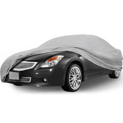 North East Harbor Superior True 100% Waterproof Car Cover Covers Mid Size Sedan - All Season Protection - Gray Color - 3X Pillow Soft Inner Cotton