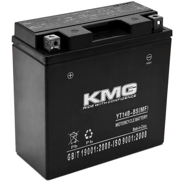 KMG YT14B-BS Battery Compatible with Yamaha 1100 XVS1100 V-Star (All) 1999-2010 Sealed Maintenance Free 12V Battery High Performance