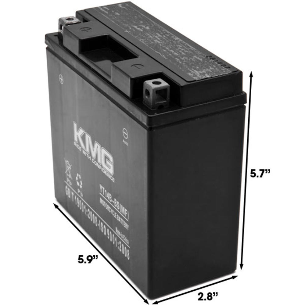 KMG YT14B-BS Battery Compatible with Yamaha 1700 XV17AT Road Star, Silverado 2008-2012 Sealed Maintenance Free 12V Battery High