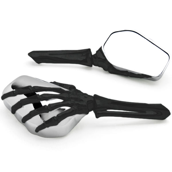Krator Black/Chrome Skeleton Hand Motorcycle Mirrors Compatible with Honda CB 900 CB900F 599 919