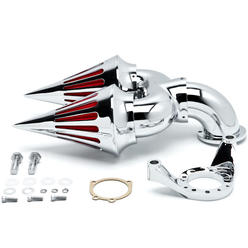 Krator Chrome Dual Spike Intake Air Cleaner Filter Kit Compatible with Harley-Davidson Softail Custom Applications