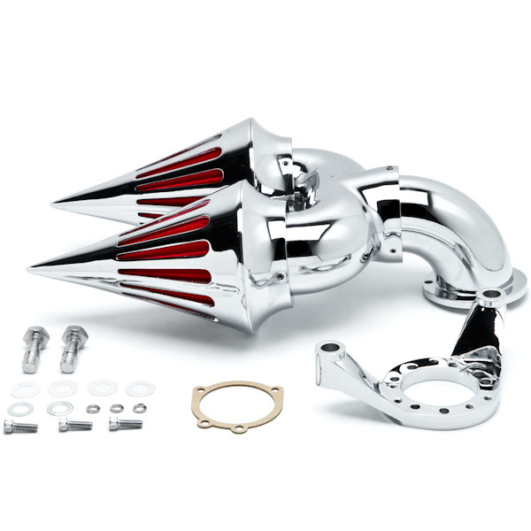 Krator Chrome Dual Spike Intake Air Cleaner Filter Kit Compatible with Harley-Davidson CVO Custom Applications
