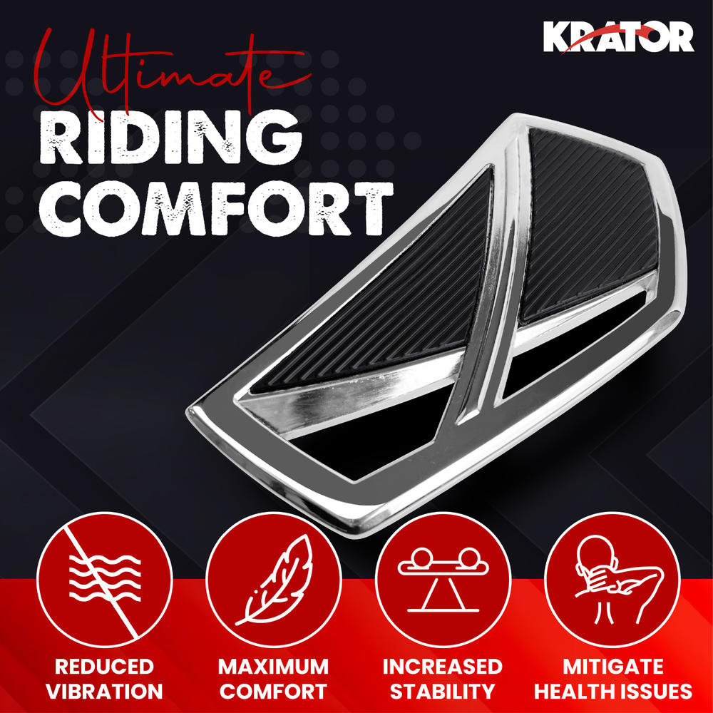 Krator Motorcycle Mini Floorboards, Compatible With Harley Davidson Models, 360 Degree Adjustable, Chrome, Harley Foot Pegs, Front