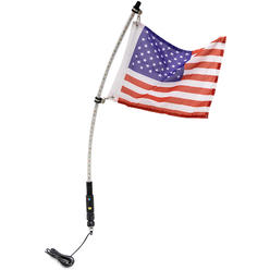 Krator 3ft Multi-Color LED Whip Light with Remote Control and American USA Flag - LED Antenna Whip Light Compatible with Sand Dune