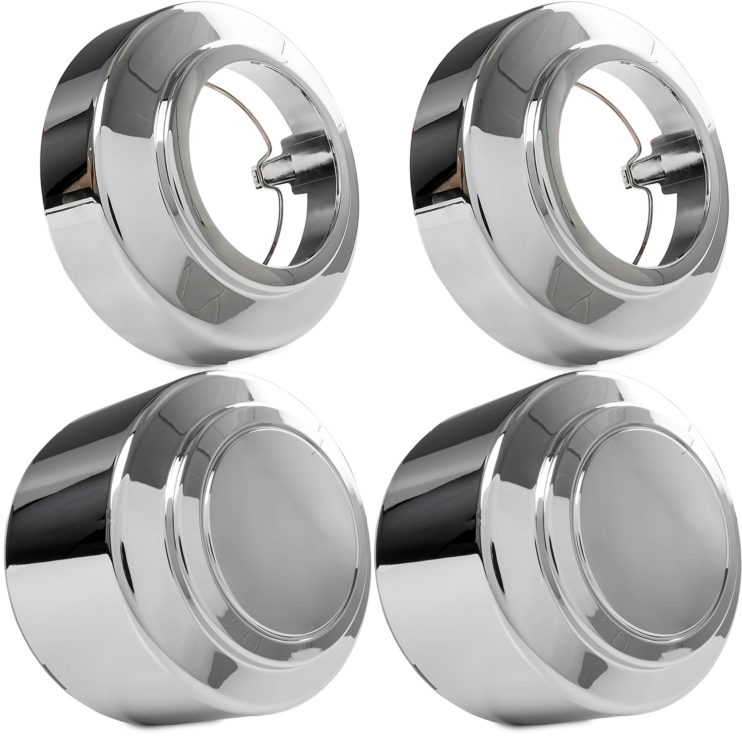 Krator 4x Chrome Center Caps Open and Closed Wheel Lug Nut Hub Cap Covers Compatible with 1995-2008 Ford E-250 Van