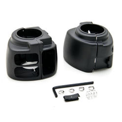 Krator Black Handlebar Switch Housings Control Cover Kit Compatible with 2006-2010 Harley Davidson Softail