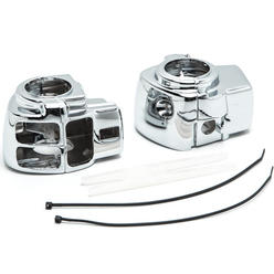 Krator Chrome Handlebar Switch Housings Control Cover Kit Compatible with 1996-2009 Harley Davidson Electra Glide FLHT (WITHOUT Cruise