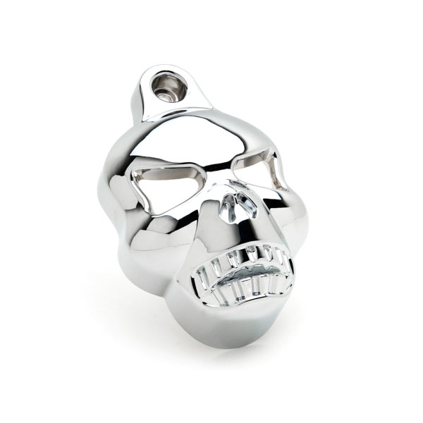 Krator Chrome Skull Head Horn Cover Stock Cowbell Horns Compatible with Harley Davidson Softail Springer Heritage Classic