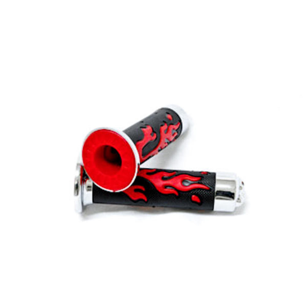 Krator ATV / PWC Skull Gel Racing Grips Red Rubber Flame Compatible with Bombardier Foreman